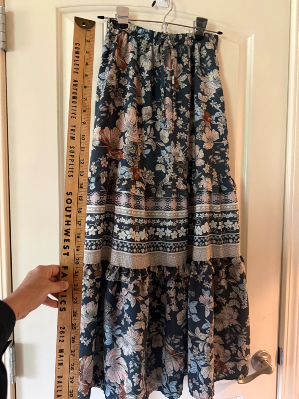 Sienna Sky Navy Floral Tiered Peasant Skirt with Blush Accents - Picture 4 of 6